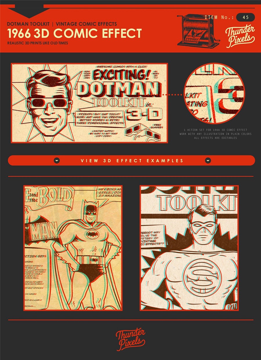 DotMan ToolKit 80年代复古美学波普艺术漫画半色调纸质扫描印刷墨迹纹理包 Vintage Comic Effects . 第6张