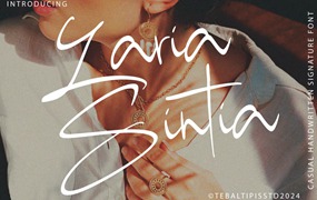 休闲飘逸品牌海报签名设计手写英文字体安装包 Laria Sintia – Casual Signature