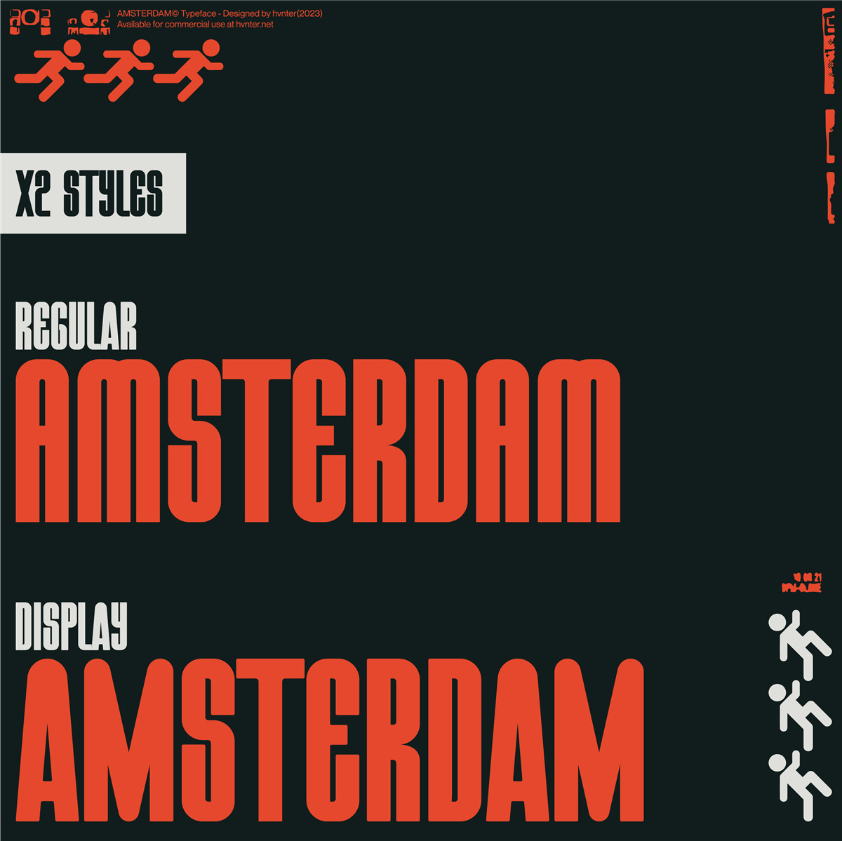 英文字体：科技未来赛博朋克机能标题排版logo装饰无衬线字体 HVNTER - AMSTERDAM , 第2张