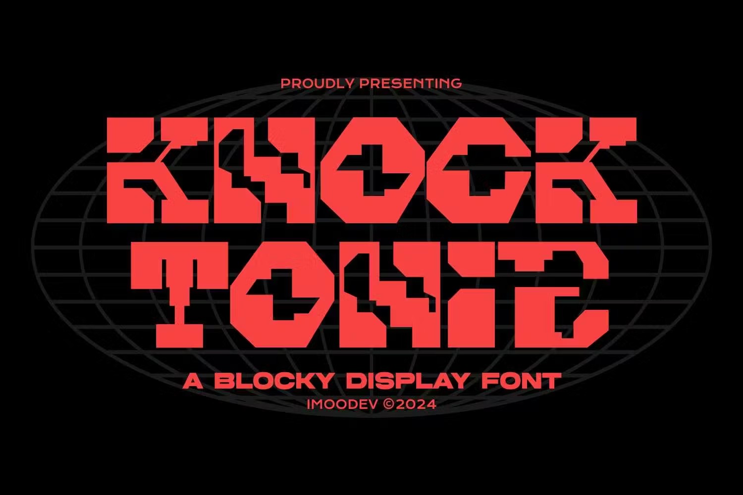 未来科幻赛博朋克品牌海报数字设计装饰英文字体安装包 Knock Tonic – Blocky Futuristic Font , 第1张