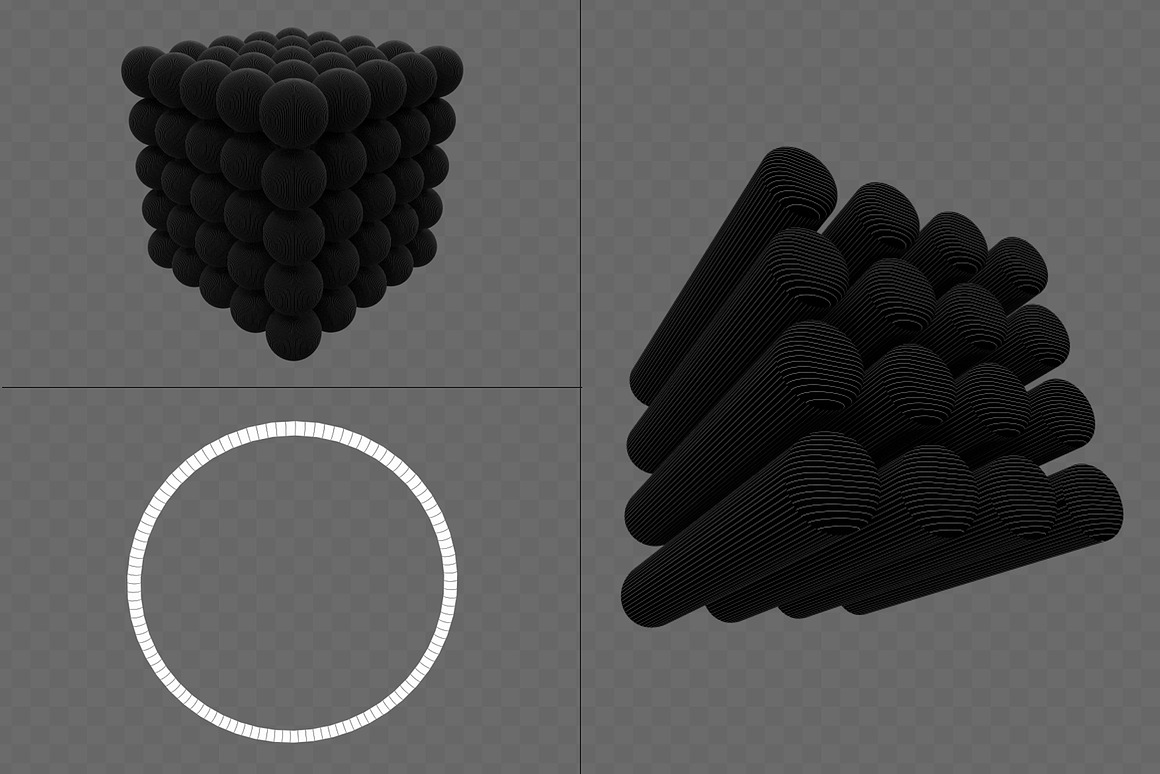 390+款未来科幻赛博朋克5K高清黑白抽象3D几何图形PNG免抠图设计素材 390+ Lines & Dots 3D Shapes , 第9张