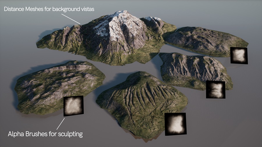 UE素材 虚拟引擎草原草甸山地地形3D模型 Unreal Engine – Brushify – Grasslands Pack , 第4张