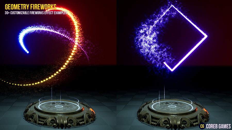 UE素材 火焰能量几何烟花粒子运动模拟视觉特效预设包素材 Geometry Fireworks VFX Pack , 第13张