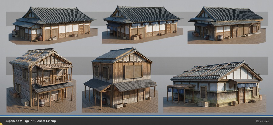 Blender模型 日式风格村庄房屋建筑3D模型+中文视频教程 Japanese Village Kitbash , 第18张