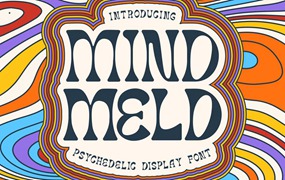 迷幻复古杂志海报包装设计装饰英文字体安装包 Mind Meld – Psychedelic Display Font