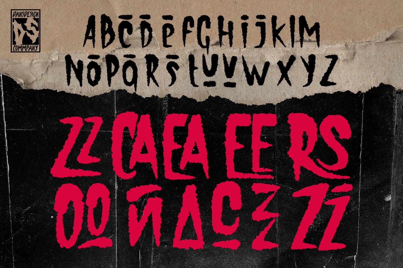 复古赛博朋克品牌服装徽标设计y2k装饰英文字体安装包 Vampire Hunters Horror Display Font , 第3张