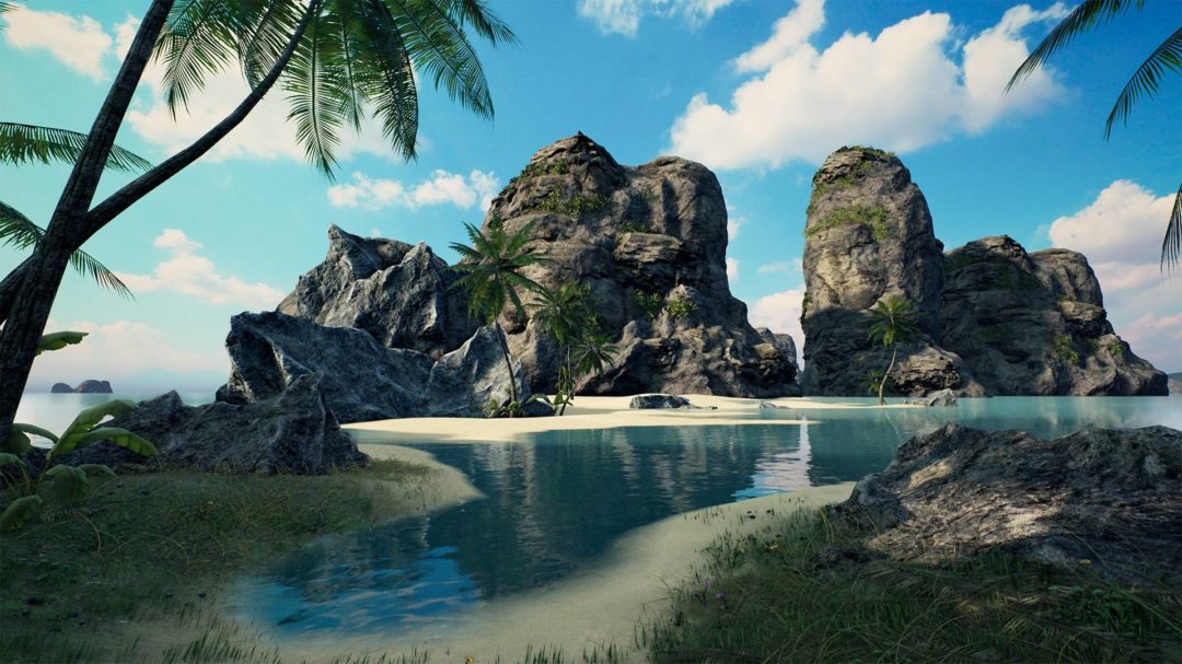 海边沙滩棕榈树海岸岩石UE模型设计素材 Unreal Engine – Brushify – Tropical Pack , 第5张