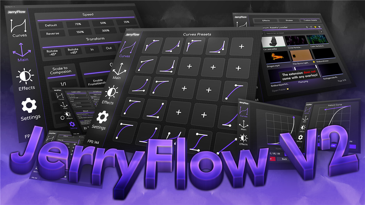 JerryFlow V2 AE工作全流程简化快捷抖动摇晃跟踪模糊剪辑效率神器AE插件 JerryFlow – JerryFlow V2 , 第1张