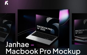 黑化风苹果MacBook Pro笔记本电脑演示效果图PS贴图样机模板素材 Janhae – Macbook Pro Dark & Colorful Mockup v.01