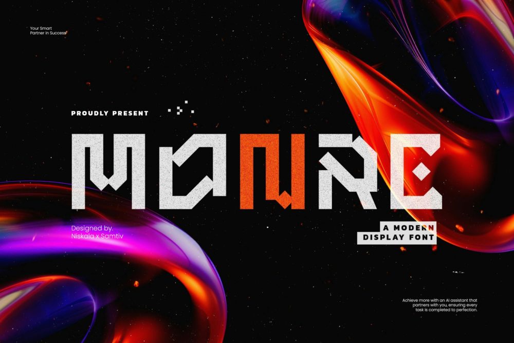 未来科幻海报包装徽标设计无衬线英文字体安装包 Monre – A Futuristic Display Typeface , 第1张