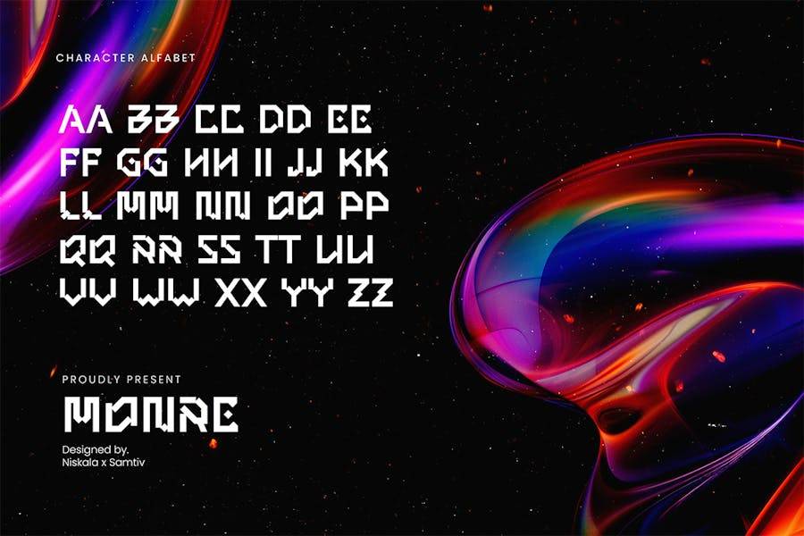 未来科幻海报包装徽标设计无衬线英文字体安装包 Monre – A Futuristic Display Typeface , 第2张