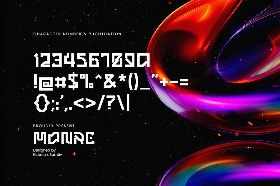 未来科幻海报包装徽标设计无衬线英文字体安装包 Monre – A Futuristic Display Typeface , 第3张