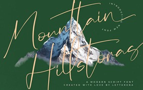 优雅品牌海报媒体印刷设计手写英文字体安装包 Mounttain Hillstoras Modern Script Font