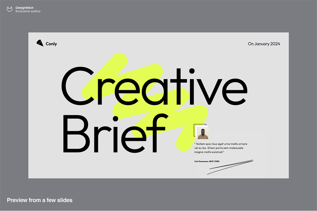 40+现代动态独特极简艺术品牌VI手册艺术PPT幻灯片演示文稿 Creative brief template – Conly , 第6张