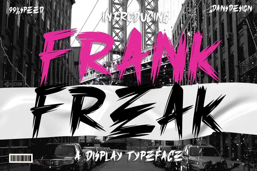 时尚复古品牌服装徽标设计y2k装饰英文字体安装包 Frank Freak Marker Brush Display Font , 第1张