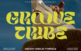 时尚复古扭曲酸性海报杂志标签徽标LOGO设计PSAI英文字体安装包 Groove Tribe Font