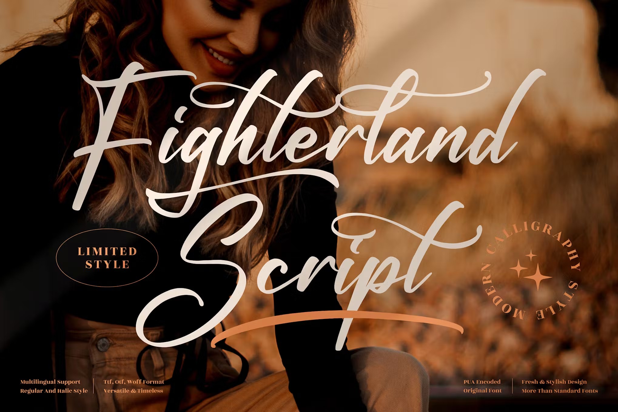 时尚优雅海报社交媒体标题LOGO设计PSAI手写签名英文字体下载 Fighterland Script Font 设计素材 第1张