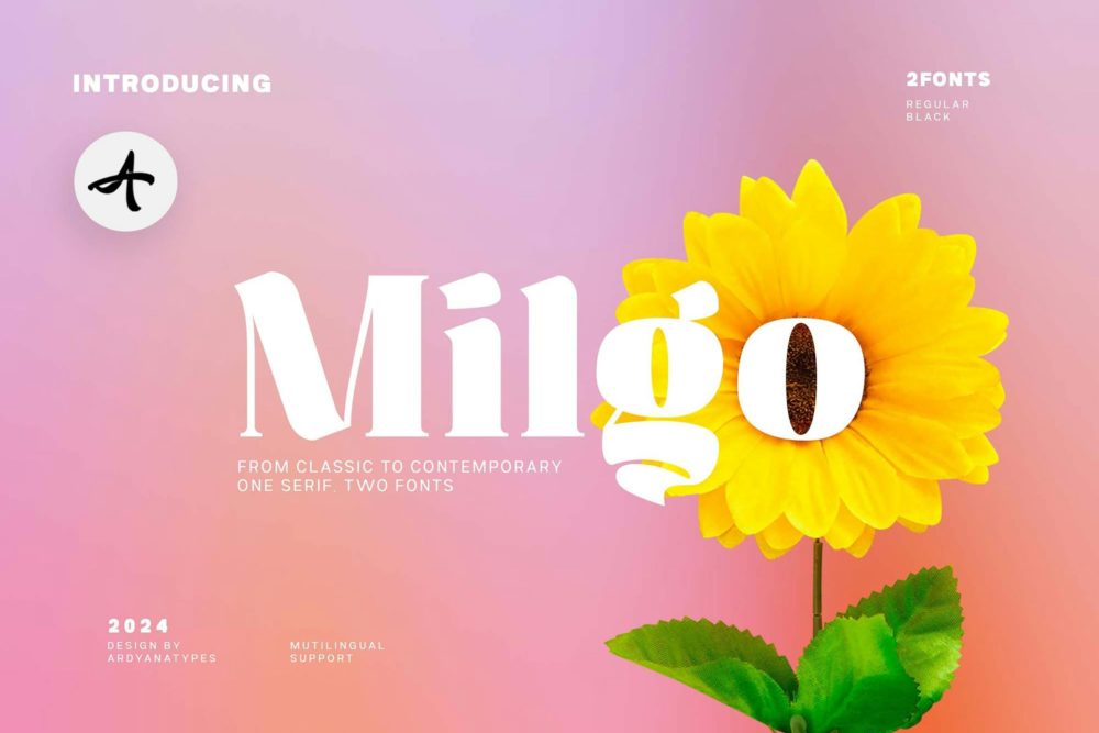 时尚复古杂志海报包装网页设计衬线英文字体安装包 Milgo , 第1张