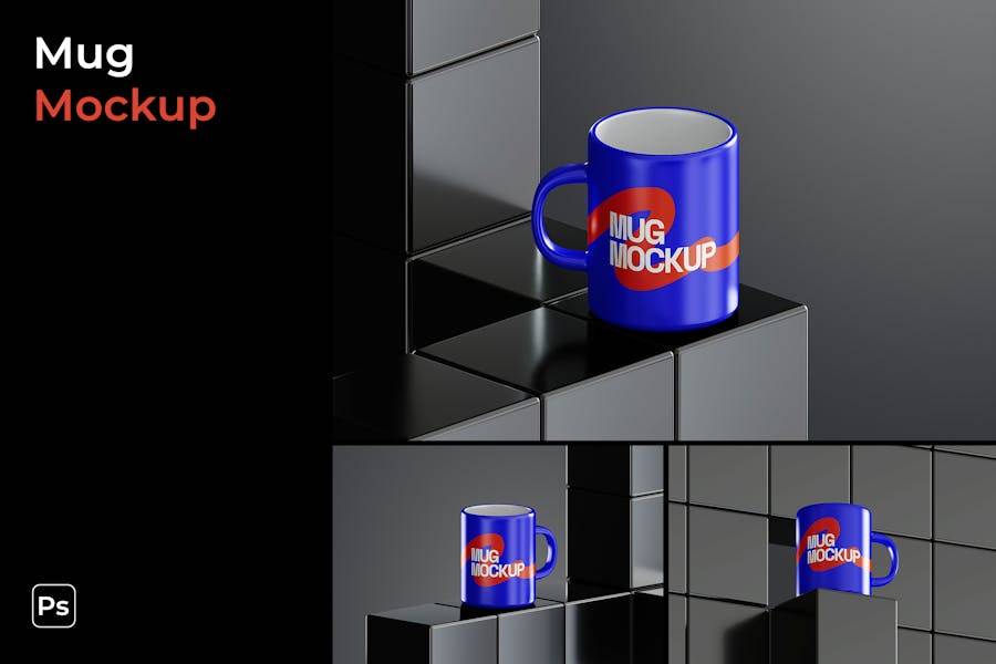 高级黑化风品牌LOGO设计马克杯水杯展示效果图PS贴图样机素材 Mug Mockup , 第1张