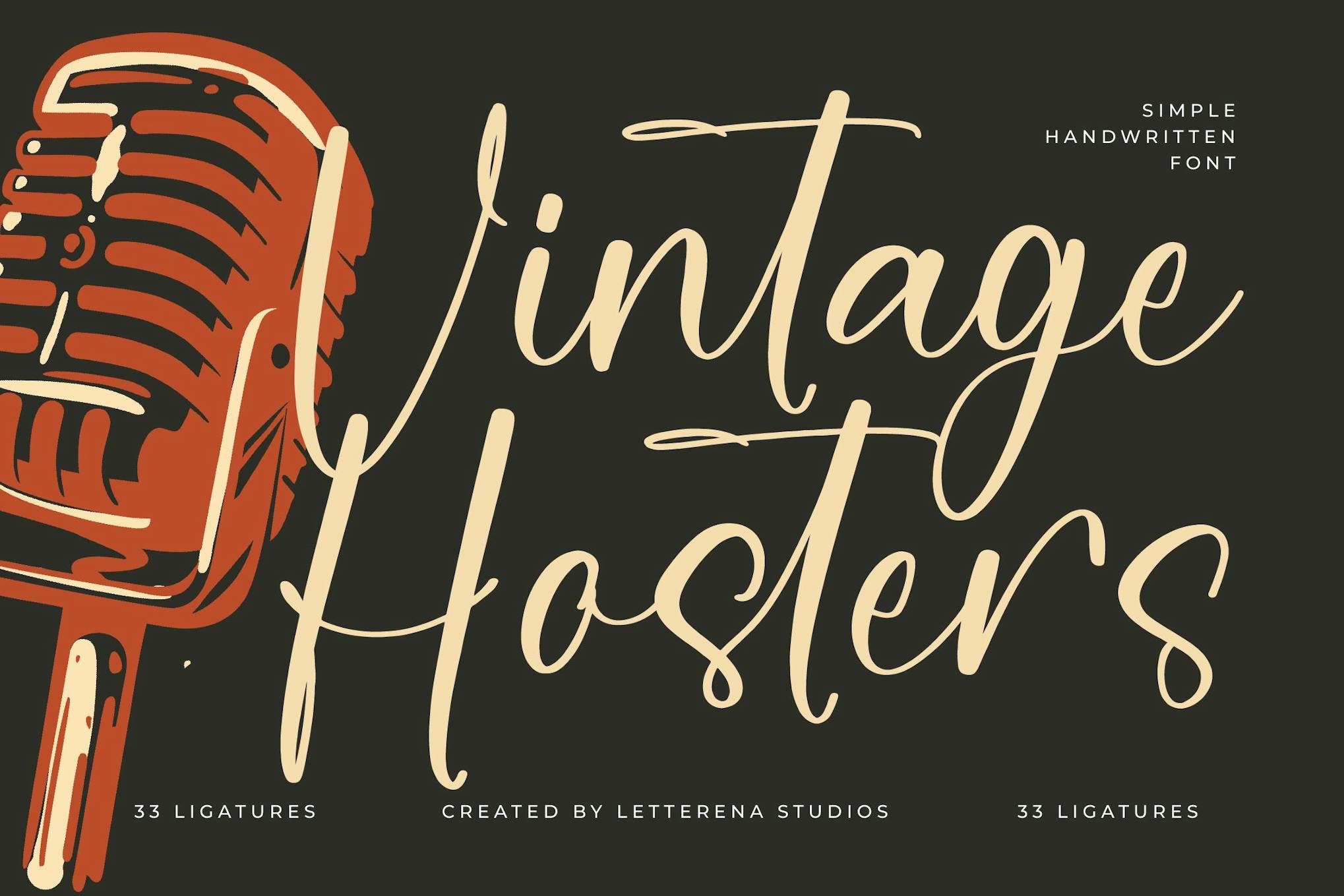 优雅品牌海报徽标设计手写英文字体安装包 Vintage Hosters Simple Handwritten Font , 第1张