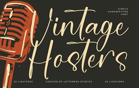 优雅品牌海报徽标设计手写英文字体安装包 Vintage Hosters Simple Handwritten Font