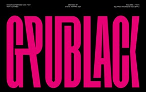 现代时尚品牌广告徽标设计无衬线英文字体安装包 Grublack – Modern Condensed Sans