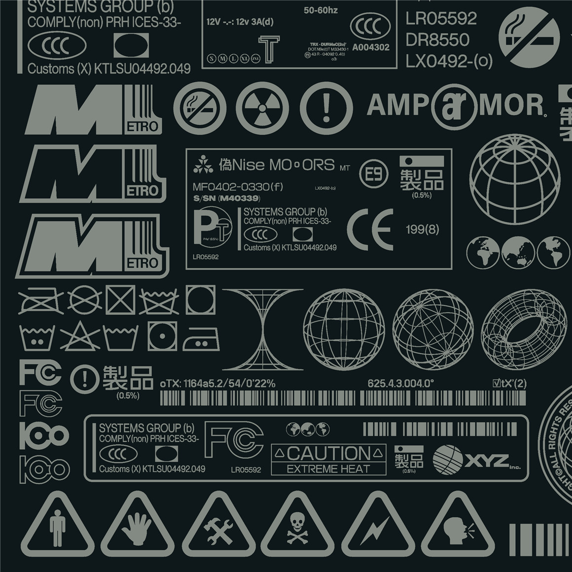 107个赛博朋克工业风格矢量标签条形码印刷设计图标套件 Label Asset Pack Vol.1 图标素材 第7张