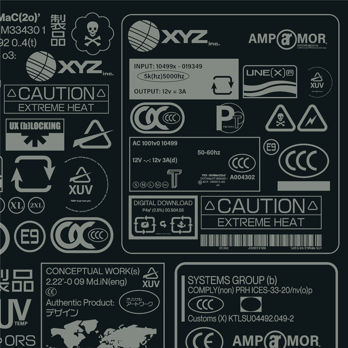 107个赛博朋克工业风格矢量标签条形码印刷设计图标套件 Label Asset Pack Vol.1 图标素材 第8张