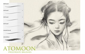 逼真铅笔素描线条数字艺术绘画procreate笔刷画笔设计素材 ATOMOON Procreate Brushes