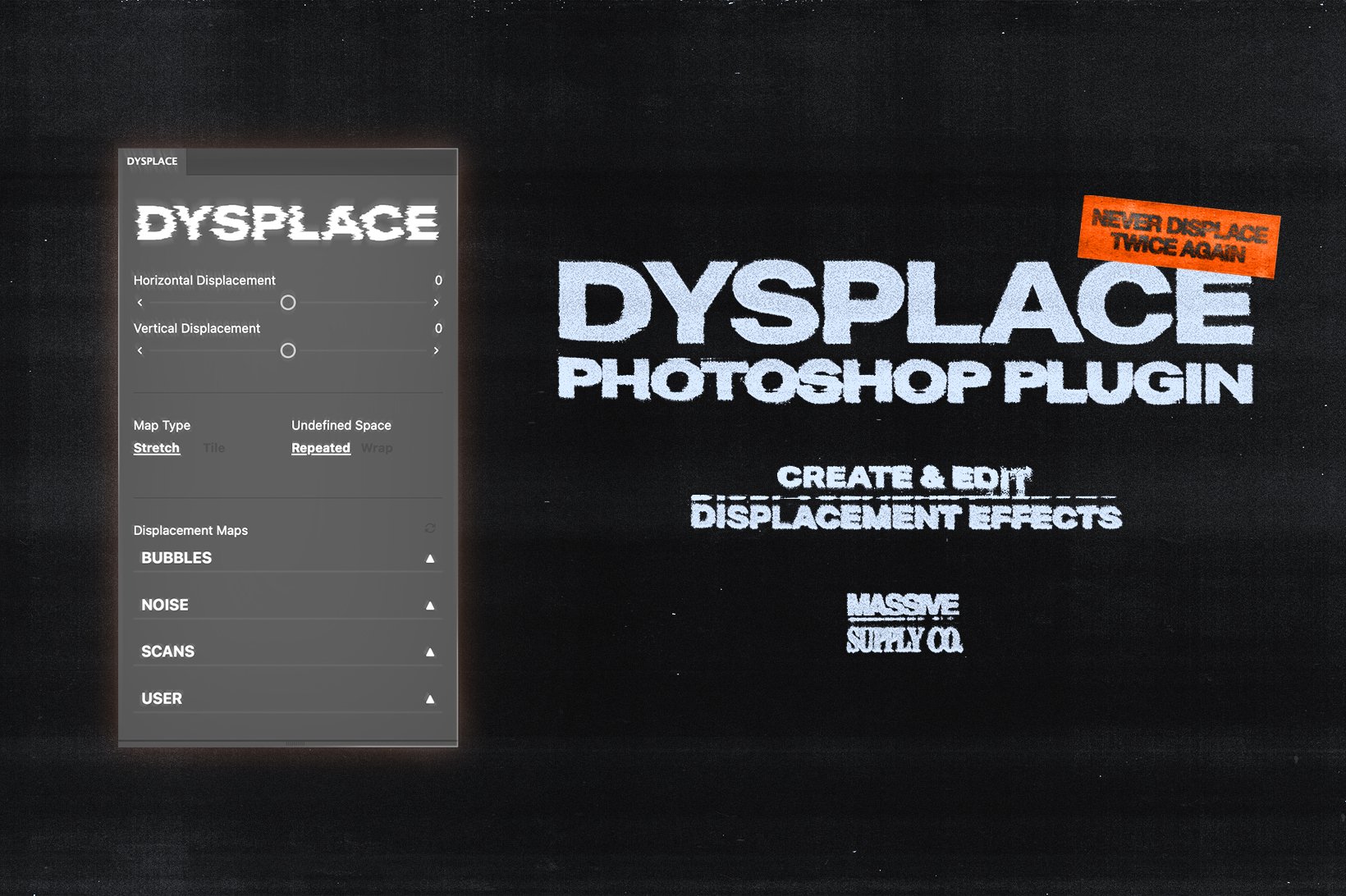 复古抽象艺术创意扭曲流体印刷置换特效PS插件 DYSPLACE – Displacement Photoshop Plugin , 第1张