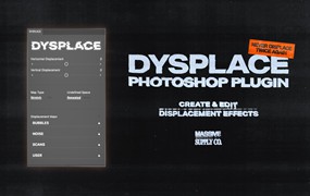 复古抽象艺术创意扭曲流体印刷置换特效PS插件 DYSPLACE – Displacement Photoshop Plugin