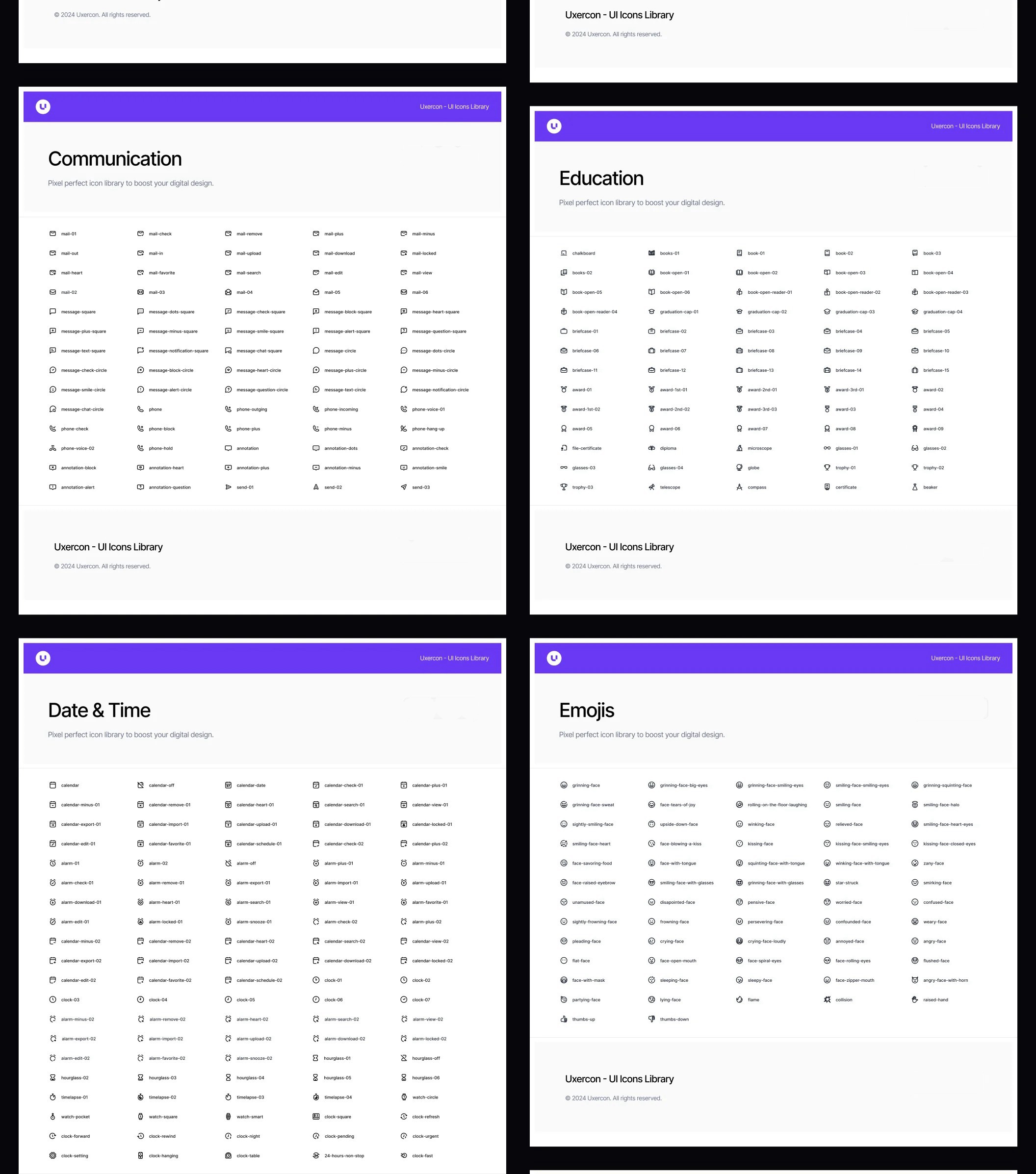 3000+款网站app ui界面设计矢量线条图标设计figma/png格式素材 3000+ Line Icon Styles | Uxercon Icon Library v2.0 , 第9张