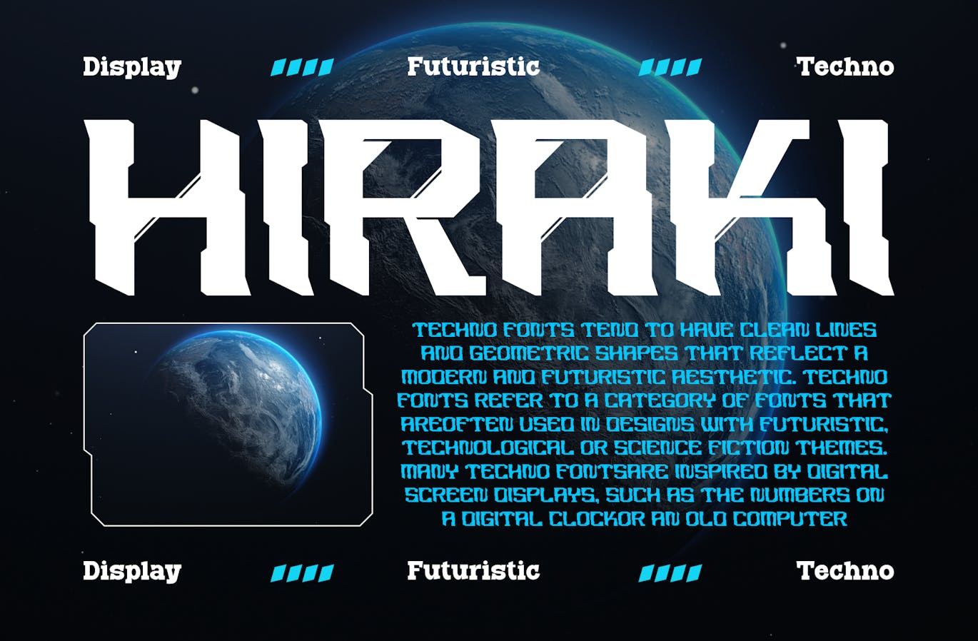 未来科幻赛博朋克海报封面标题设计装饰英文字体安装包 Hiraki – Modern Techno Font , 第3张