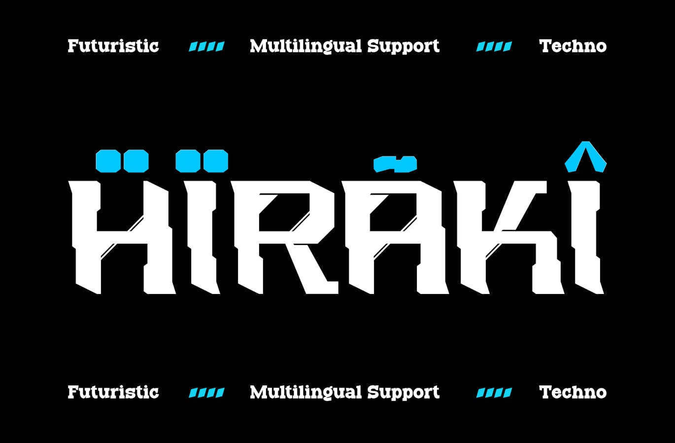 未来科幻赛博朋克海报封面标题设计装饰英文字体安装包 Hiraki – Modern Techno Font , 第4张