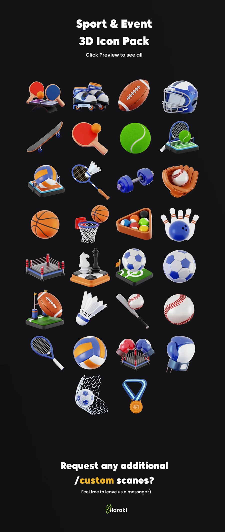 30款极简体育运动锻炼活动3d插图图标icons设计blender/png格式素材 Sport & Event 3D Asset , 第7张