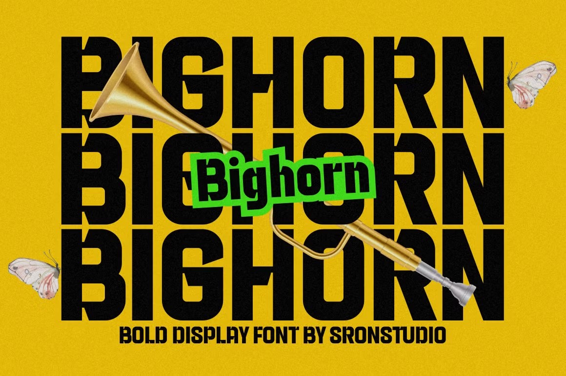 现代极简杂志海报包装徽标设计无衬线英文字体安装包 Bighorn – Bold Logo Font , 第1张