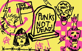 复古硬核摇滚朋克风格骷髅手绘涂鸦插画印花PNG元素包 FULLERMOE – Punk Ain’t Dead Handdrawn Elements Pack (Vol. 1)