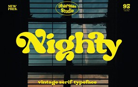 复古优雅杂志海报标题徽标Logo设计装饰英文字体素材 Nighty – Vintage Serif Typeface