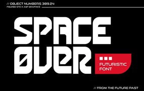 时尚机甲游戏电子竞技海报包装设计无衬线英文字体安装包 Space Over – Futuristic Display Font