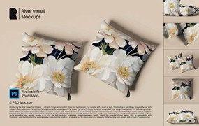 6款逼真抱枕枕头枕套设计展示效果图ps贴图样机模板素材 Pillow Mockup