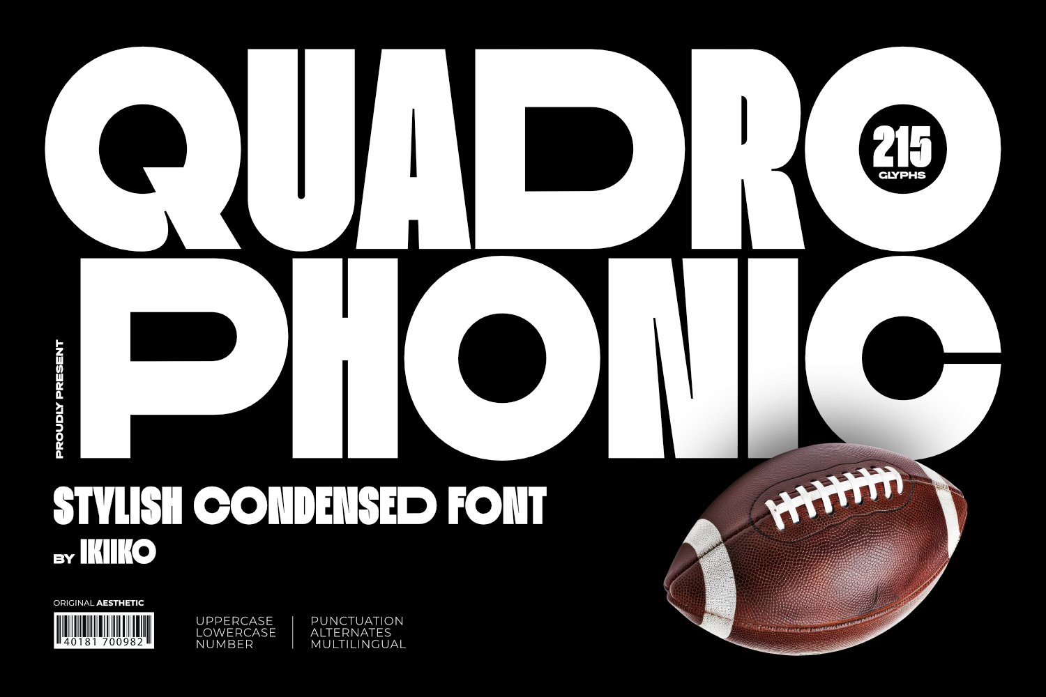 时尚品牌杂志海报标题服装设计无衬线英文字体安装包 Quadrophonic – Stylish Condensed Font , 第1张