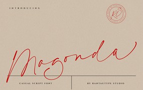 英文字体：复古自然流畅优雅婚礼浪漫请柬排版标题手写字体 Magonda Casual Script Font