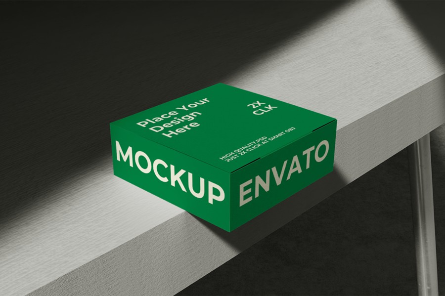 混凝土背景产品包装纸盒设计效果图PS贴图样机模板素材 Box Mockup | Modern , 第4张