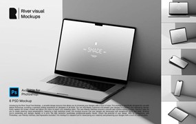 6款工业风苹果iPad平板MacBook电脑iPhone手机演示贴图ps展示效果图样机模板 Device Mockup – Shade Series