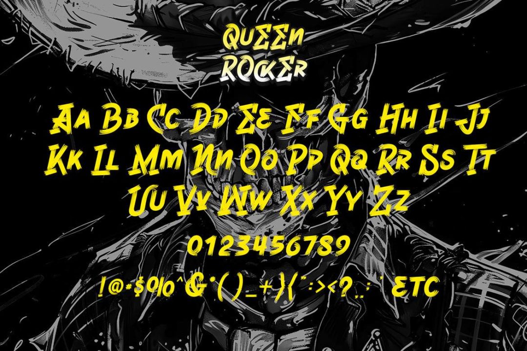 时尚创意海报封面徽标设计手写英文字体安装包 Queen Rocker , 第7张