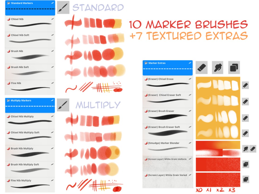 逼真马克笔线条数字艺术绘画procreate笔刷画笔素材 Sketch Markers for Procreate , 第6张