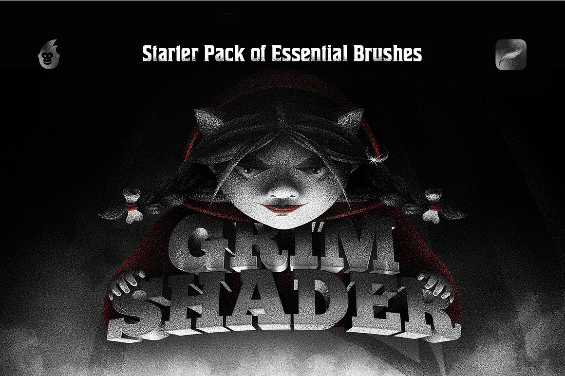 复古颗粒噪点谷砂砾纹理数字绘画procreate笔刷画笔设计素材 Grim Shader Procreate Brushes , 第1张