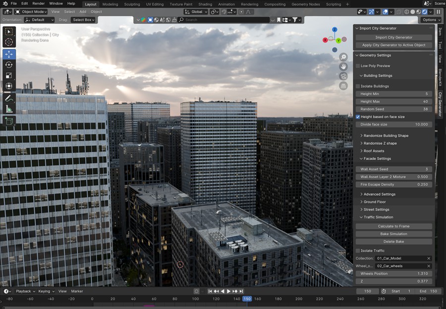 Blender城市楼房建筑街道3D场景模型生成器插件 Blender Market – The City Generator v1.1 , 第3张