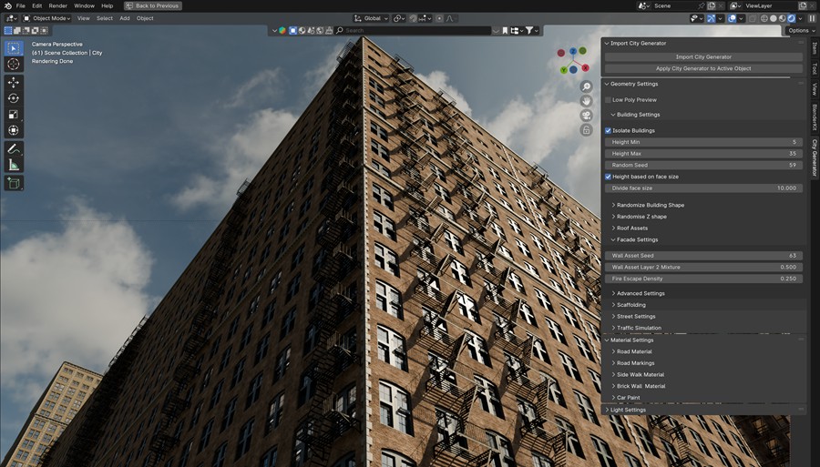 Blender城市楼房建筑街道3D场景模型生成器插件 Blender Market – The City Generator v1.1 , 第17张