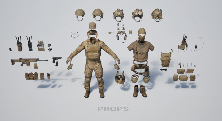 BMS特种部队士兵人物头盔衣服装备角色动作绑定3D模型FBX/OBJ/UE格式设计素材 BIG MEDIUM SMALL – Special Ops , 第11张